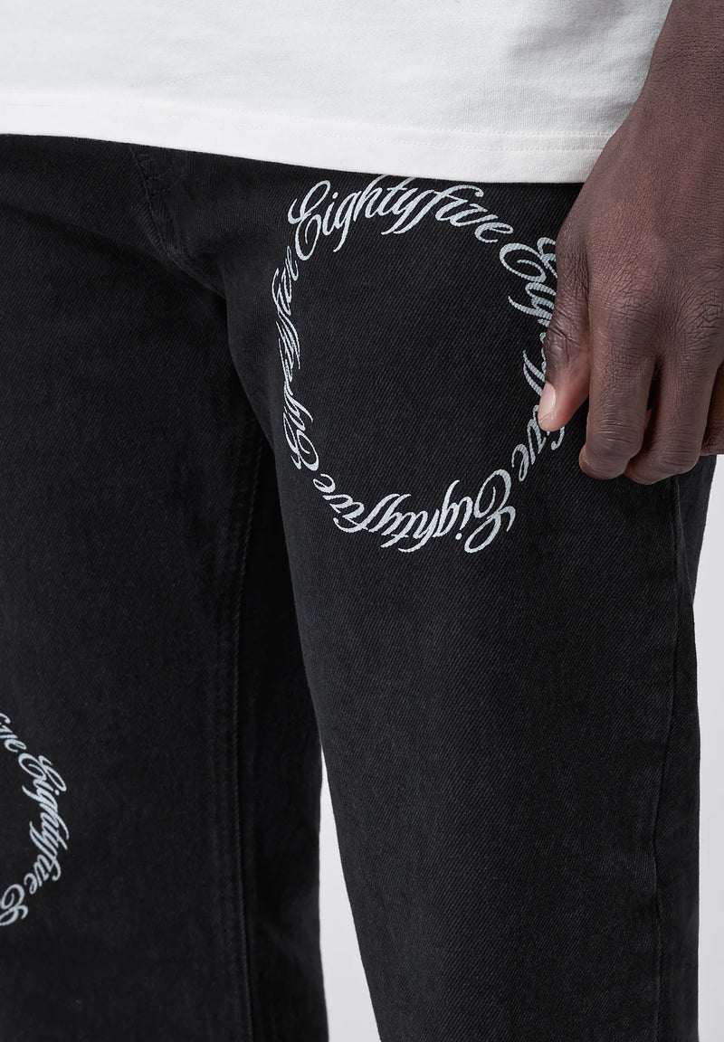 85 Round Logo-Print Jeans black washed