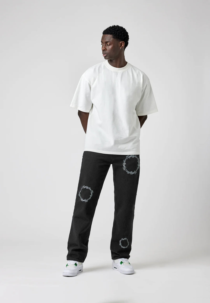 85 Round Logo-Print Jeans black washed