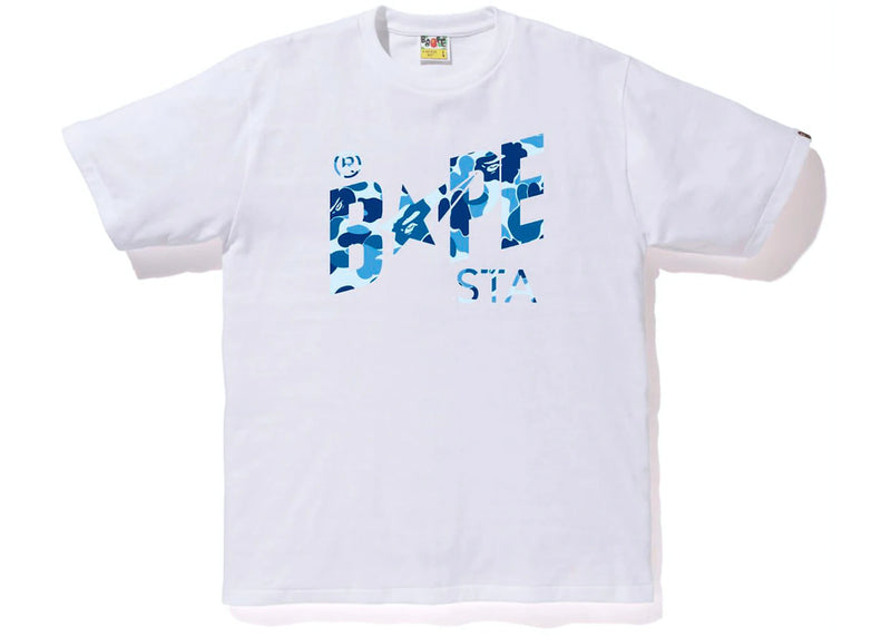 Bape Camo Sta Logo Tee White x Blue
