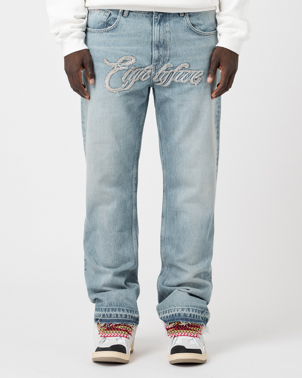 85 Jeans With Logo Patch light washed blue