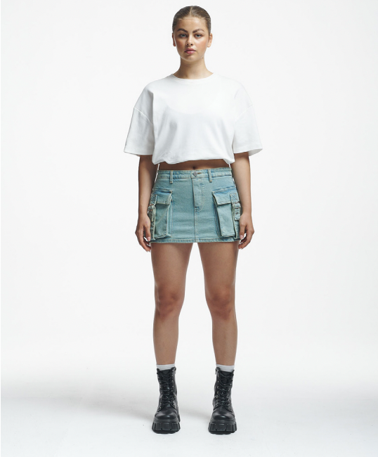 2Y STUDIOS Lumie Mini Skirt Sand Blue