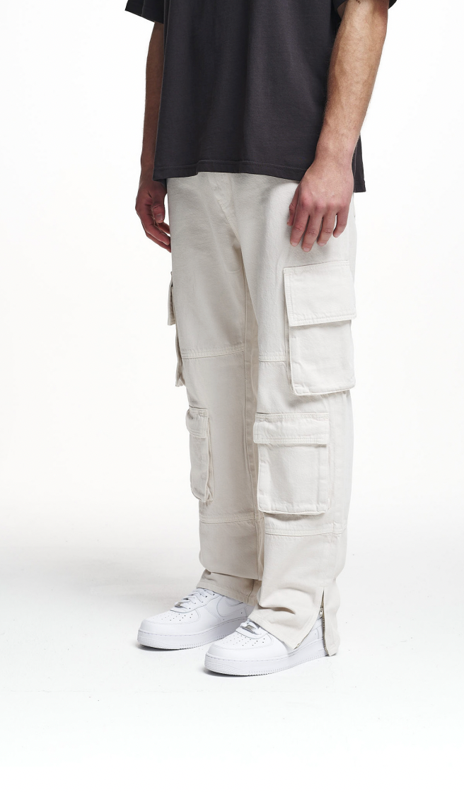 2Y STUDIOS Neo Ankle Zip Cargo Pants Beige