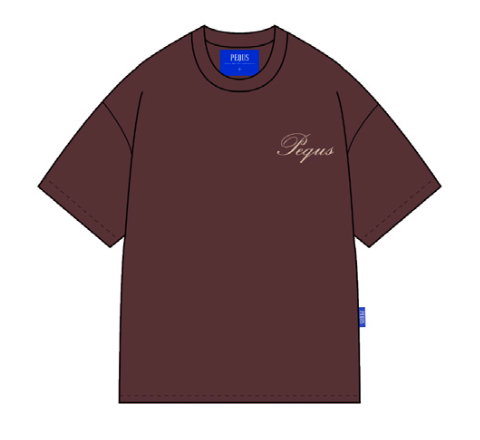 Pequs Handwritten Logo T-Shirt Brown