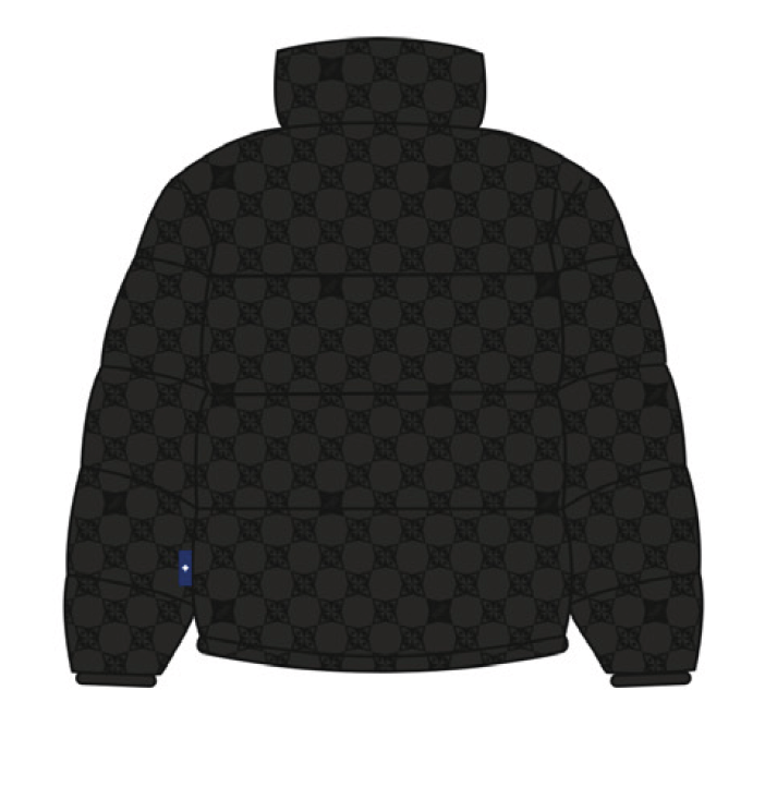 Pequs Chest Logo Monogram Puffer Jacket Black