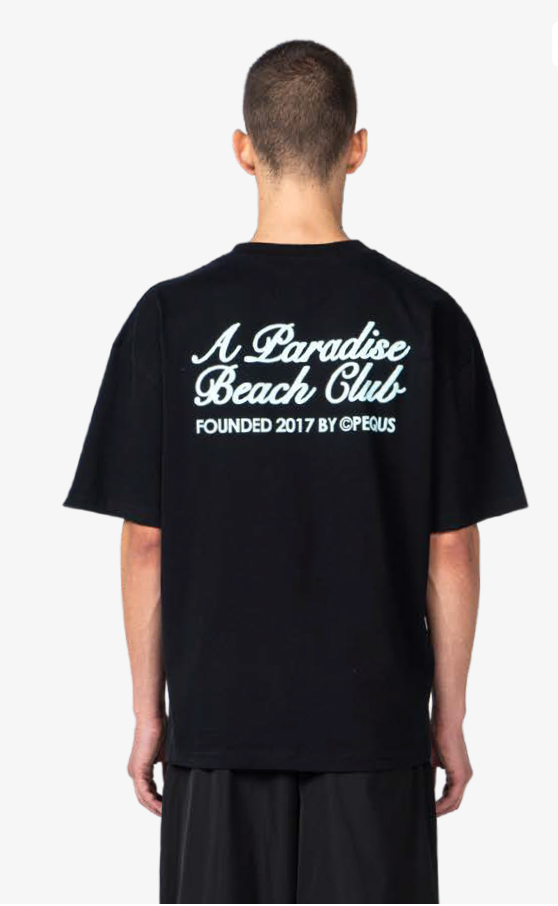 Pequs A Paradise Beach Club Back Logo T-Shirt black