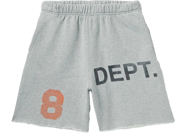 Gallery Dept. Wide-Leg Printed Distressed Cotton-Jersey Shorts Grey