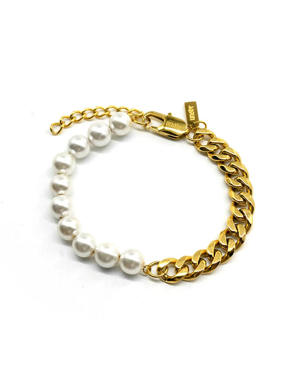 UNSHINEBAR Pearl-Cuban Bracelet Gold