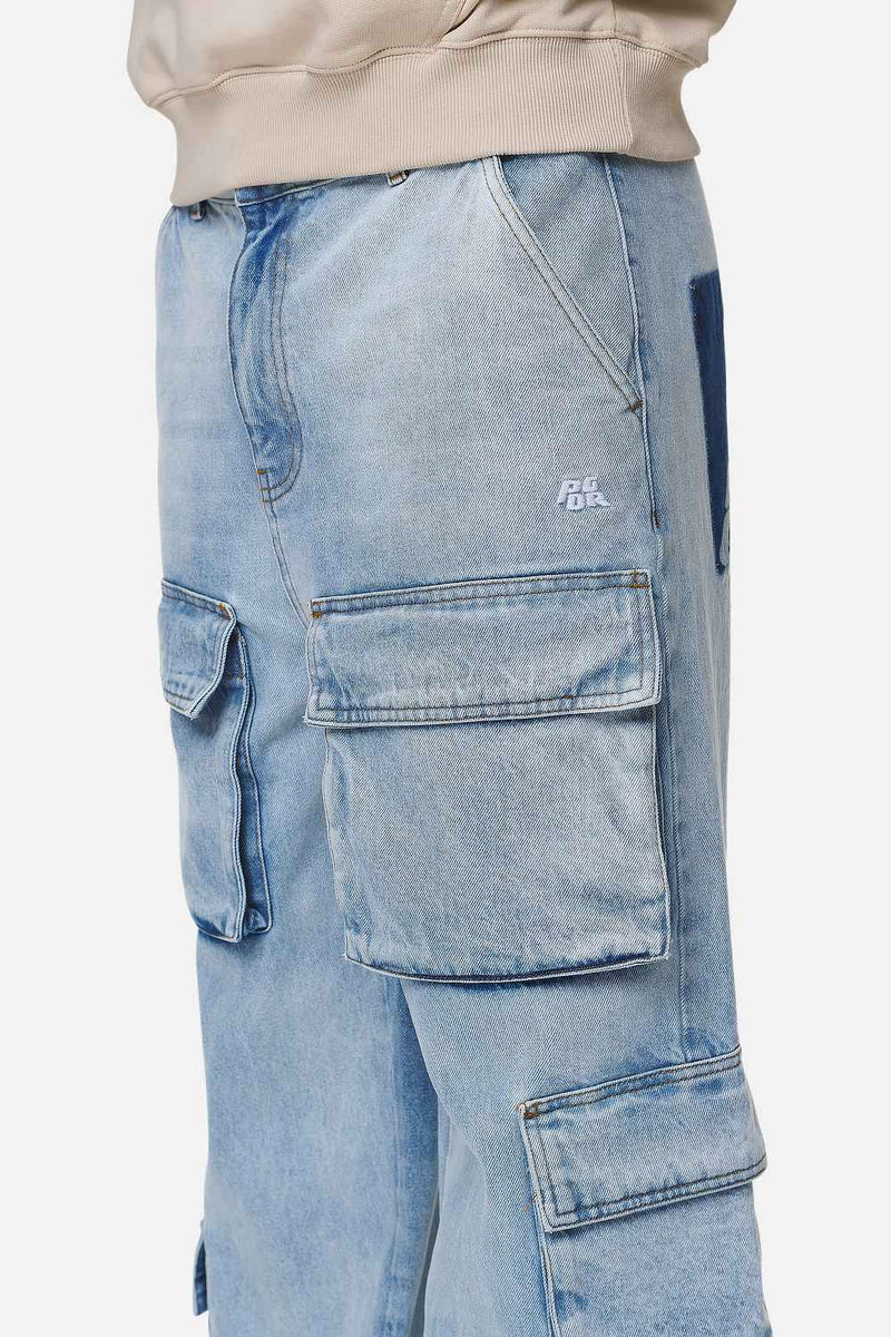 Pegador Lark Loose Cargo Jeans Washed Bright Blue